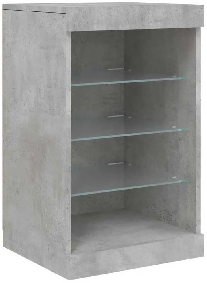 Šoninė spintelė su LED lemputėmis, betono pilka, 123x37x67cm