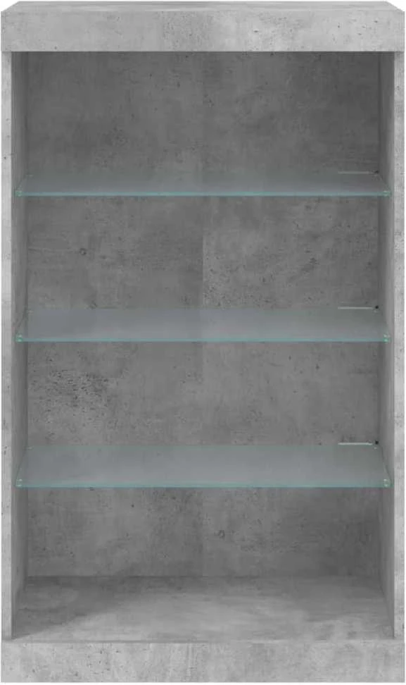 Šoninė spintelė su LED lemputėmis, betono pilka, 60,5x37x100cm