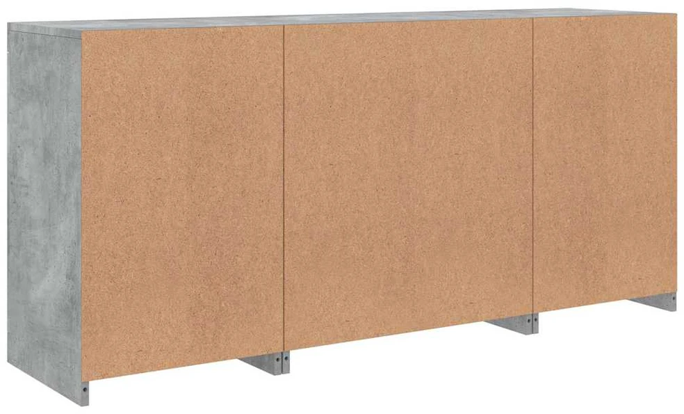 Šoninė spintelė su LED lemputėmis, betono pilka, 142,5x37x67cm