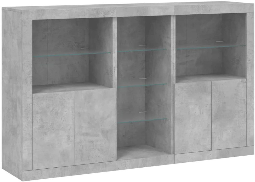 Šoninė spintelė su LED lemputėmis, betono pilka, 162x37x100cm