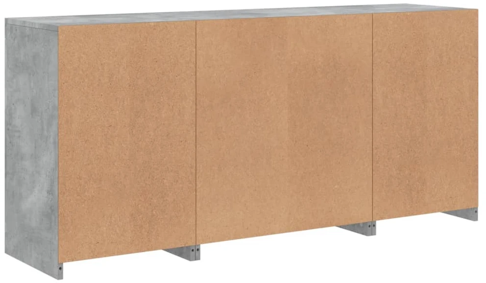 Šoninė spintelė su LED lemputėmis, betono pilka, 142,5x37x67cm