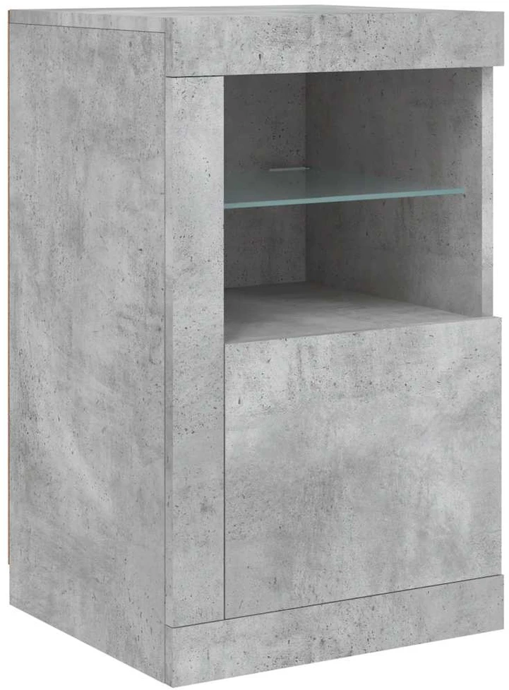 Šoninė spintelė su LED lemputėmis, betono pilka, 142,5x37x67cm
