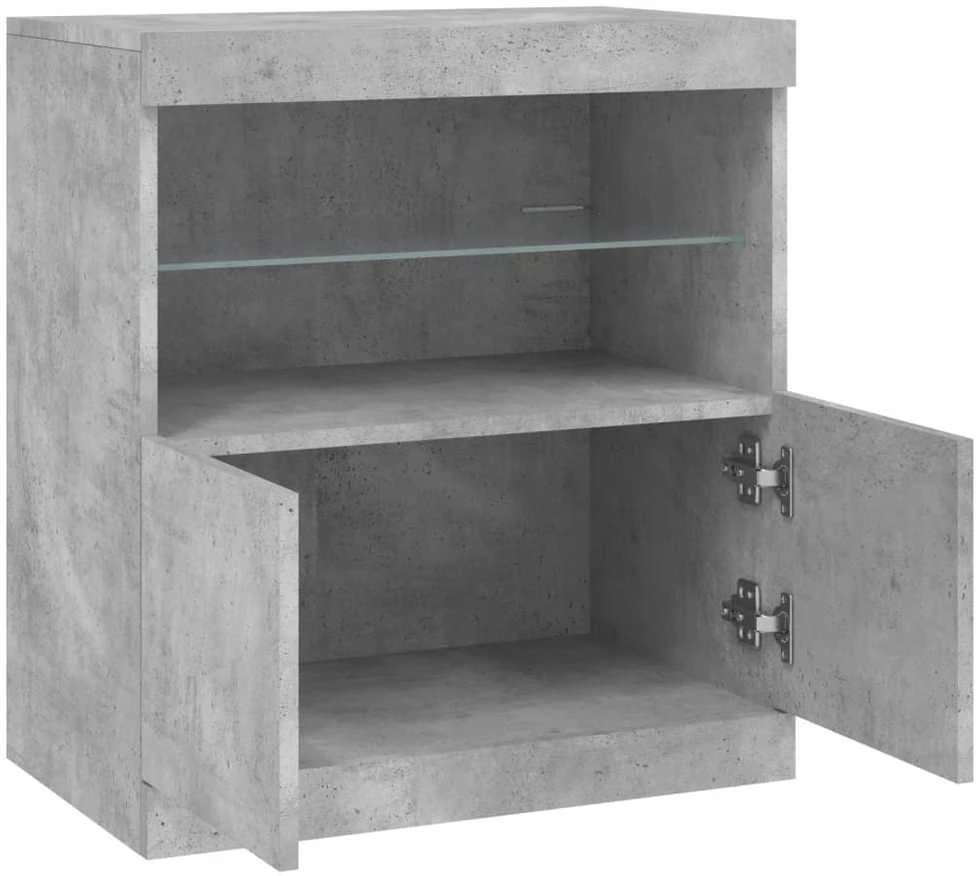 Šoninė spintelė su LED lemputėmis, betono pilka, 60,5x37x67cm