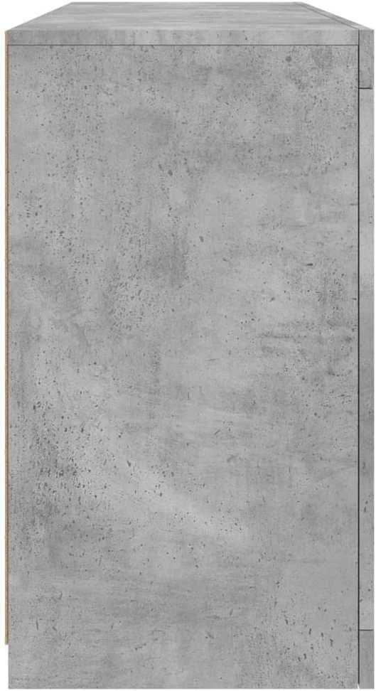 Šoninė spintelė su LED lemputėmis, betono pilka, 142,5x37x67cm