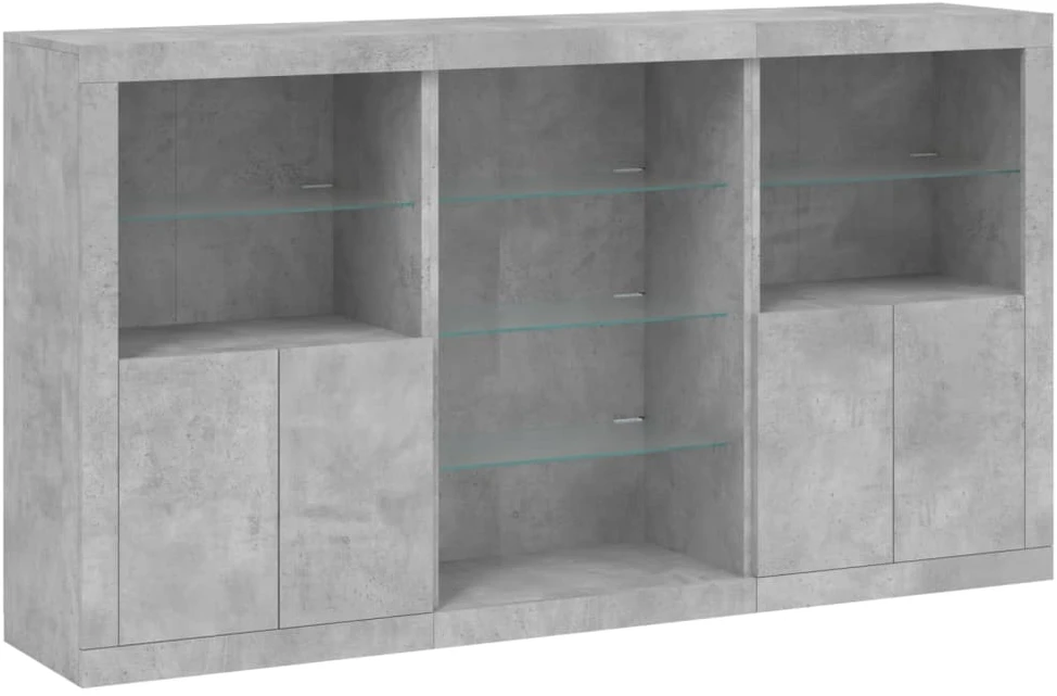 Šoninė spintelė su LED lemputėmis, betono pilka, 181,5x37x100cm
