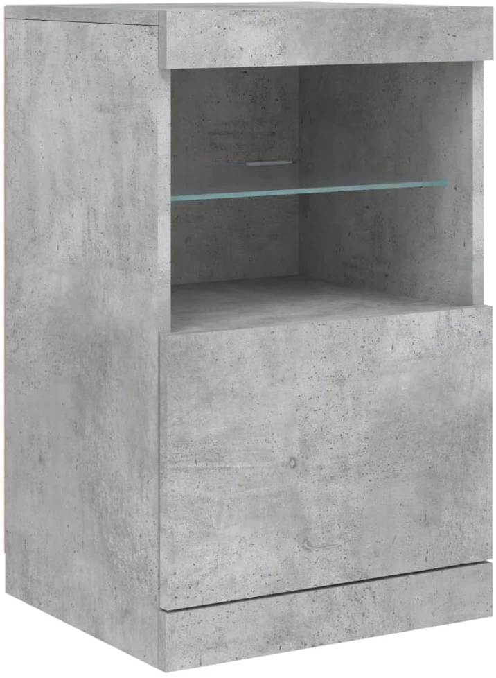 Šoninė spintelė su LED lemputėmis, betono pilka, 162x37x67cm