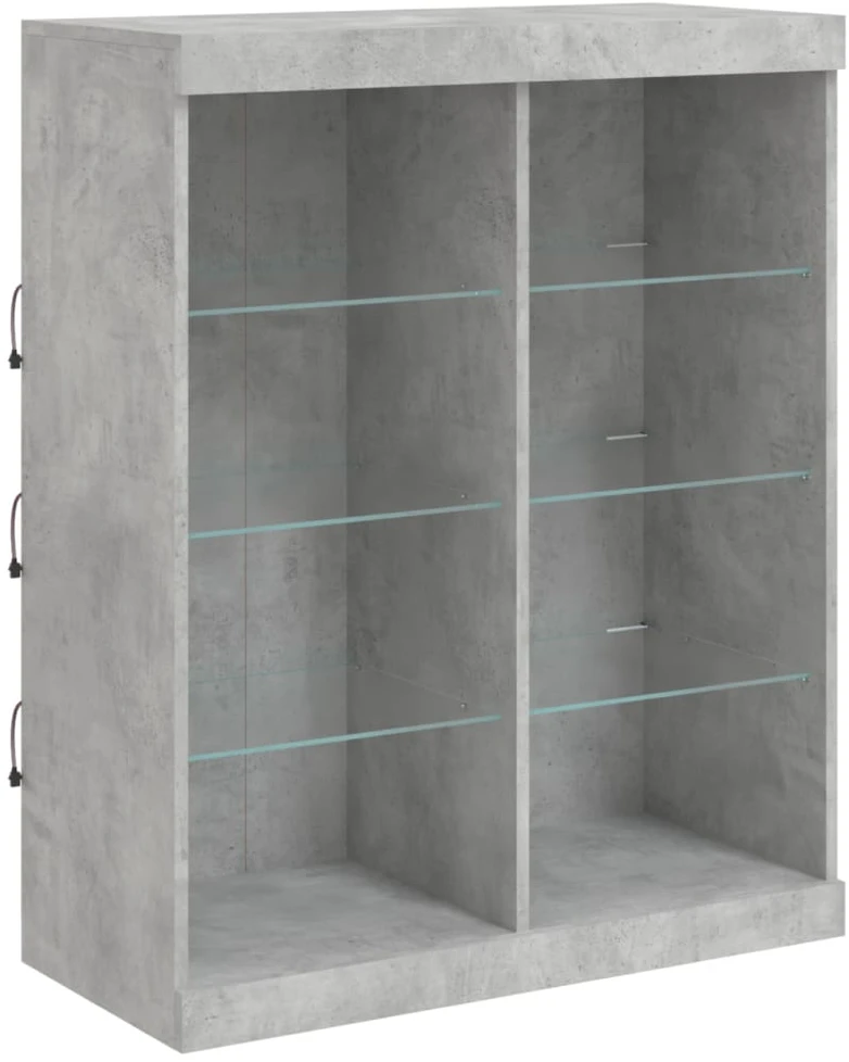 Šoninė spintelė su LED lemputėmis, betono pilka, 81x37x100cm