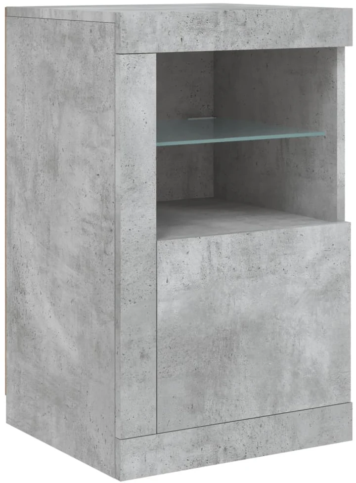 Šoninė spintelė su LED lemputėmis, betono pilka, 163x37x67cm