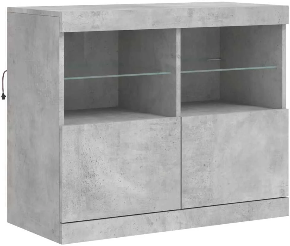 Šoninė spintelė su LED lemputėmis, betono pilka, 163x37x67cm