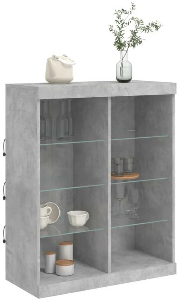 Šoninė spintelė su LED lemputėmis, betono pilka, 81x37x100cm