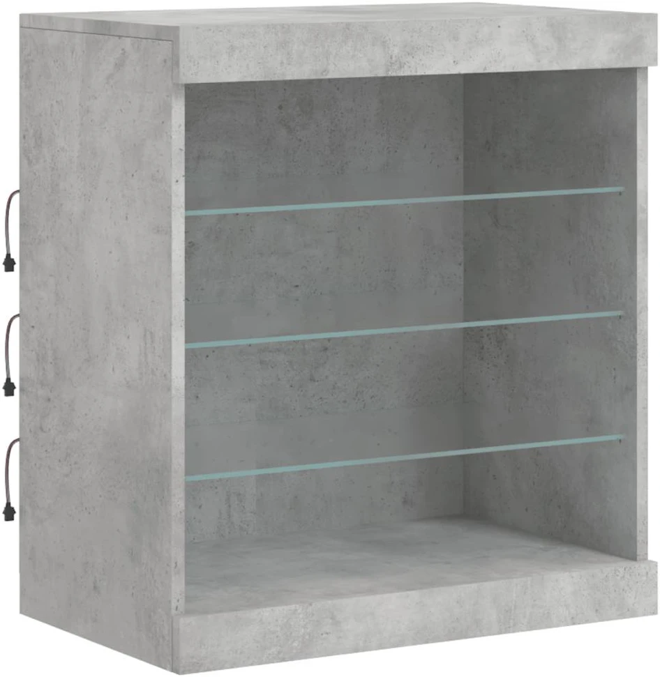 Šoninė spintelė su LED lemputėmis, betono pilka, 60,5x37x67cm