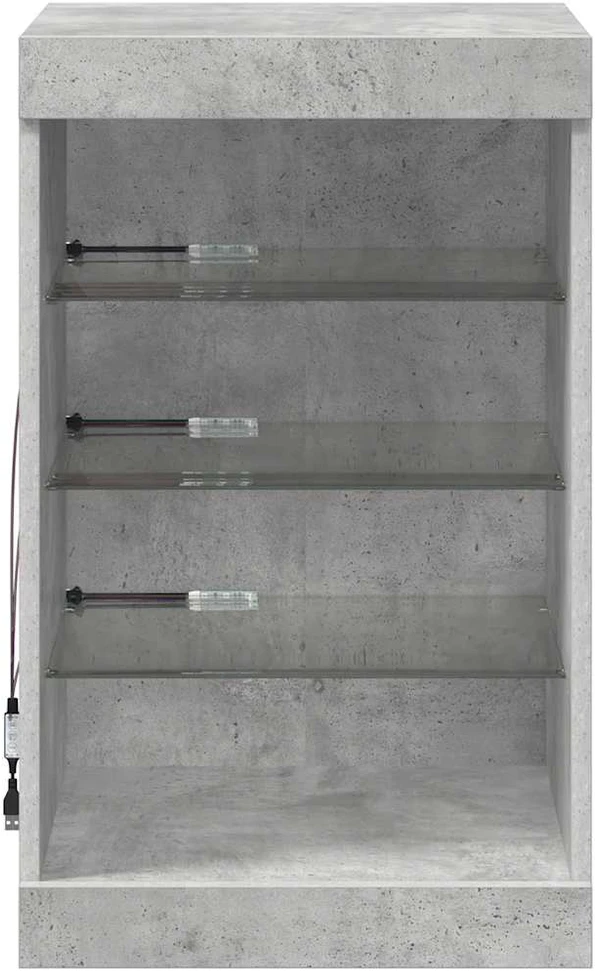 Šoninė spintelė su LED lemputėmis, betono pilka, 41x37x67cm