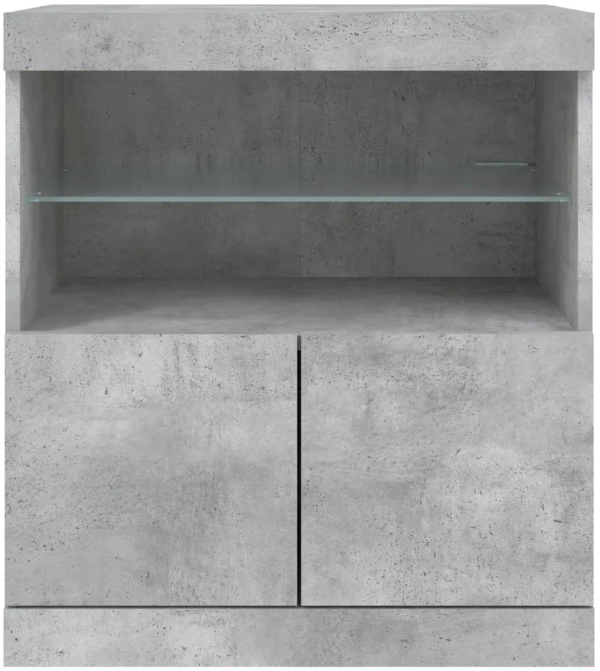 Šoninė spintelė su LED lemputėmis, betono pilka, 60x37x67cm
