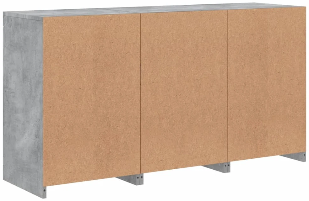 Šoninė spintelė su LED lemputėmis, betono pilka, 123x37x67cm