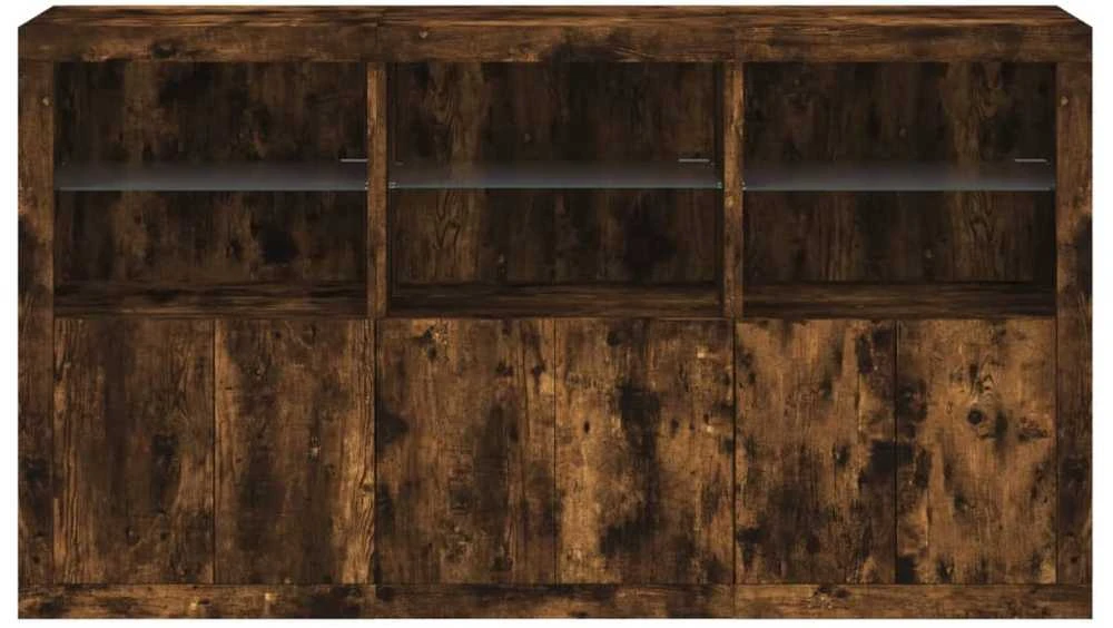 Šoninė spintelė su LED lemputėmis, dūminė, 181,5x37x100cm