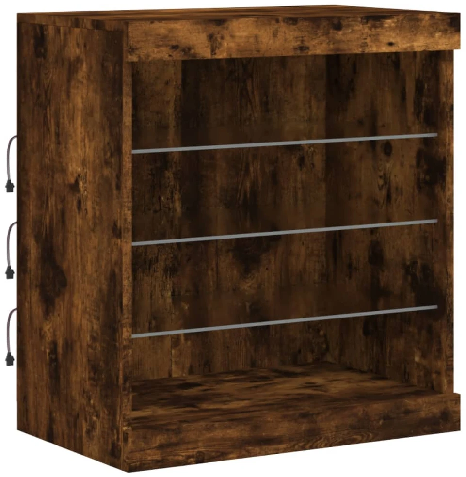 Šoninė spintelė su LED lemputėmis, dūminė, 142,5x37x67cm