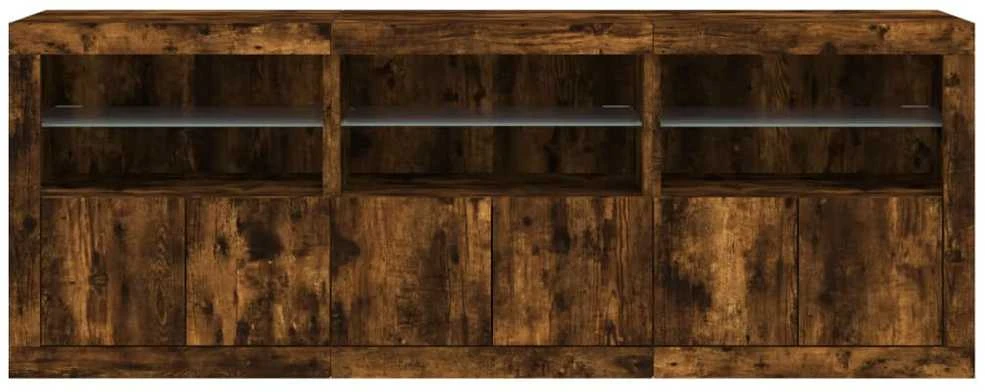 Šoninė spintelė su LED lemputėmis, dūminė, 181,5x37x67cm