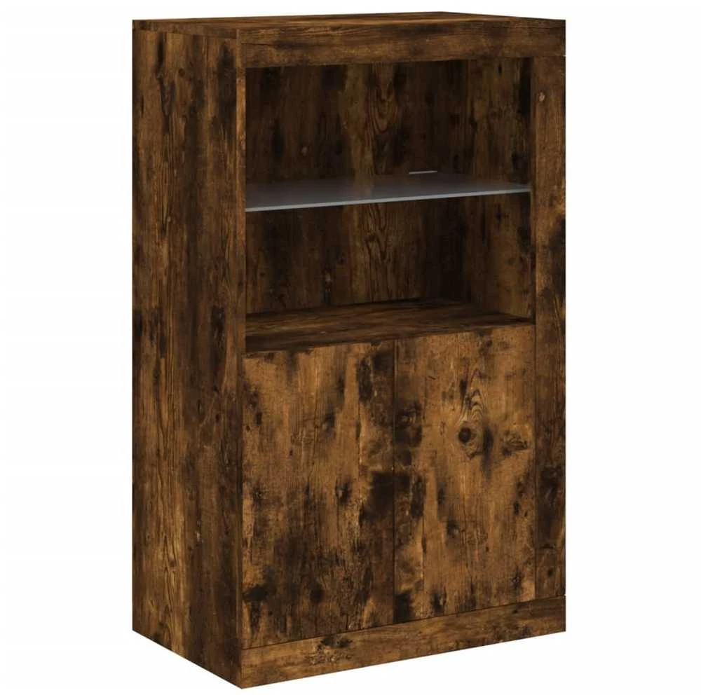 Šoninė spintelė su LED lemputėmis, dūminė, 181,5x37x100cm
