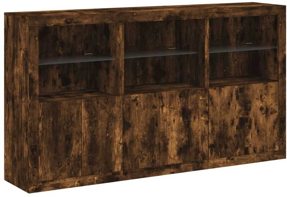 Šoninė spintelė su LED lemputėmis, dūminė, 181,5x37x100cm