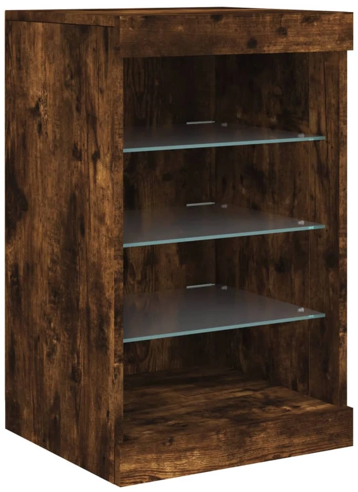 Šoninė spintelė su LED lemputėmis, dūminio ąžuolo, 162x37x67cm