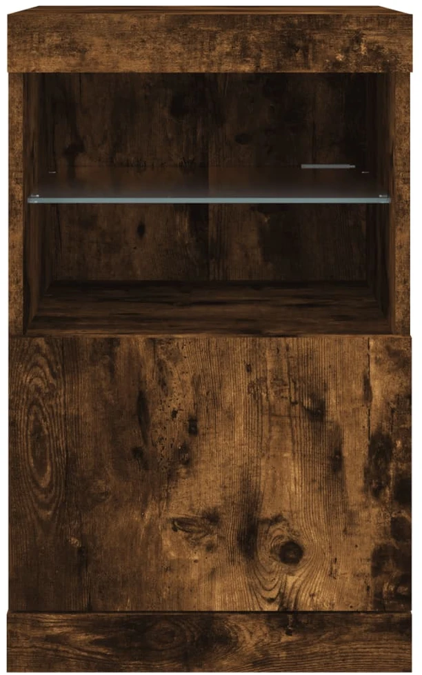 Šoninė spintelė su LED lemputėmis, dūminio ąžuolo, 41x37x67cm