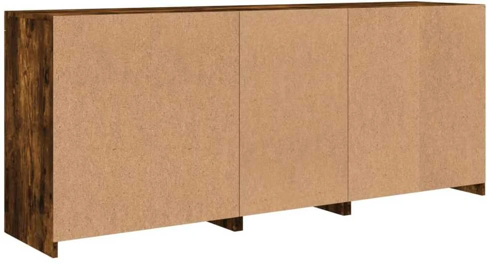 Šoninė spintelė su LED lemputėmis, dūminio ąžuolo, 162x37x67cm