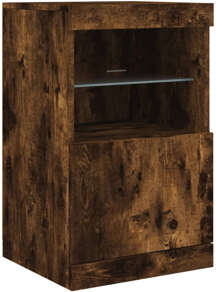 Šoninė spintelė su LED lemputėmis, dūminio ąžuolo, 162x37x67cm