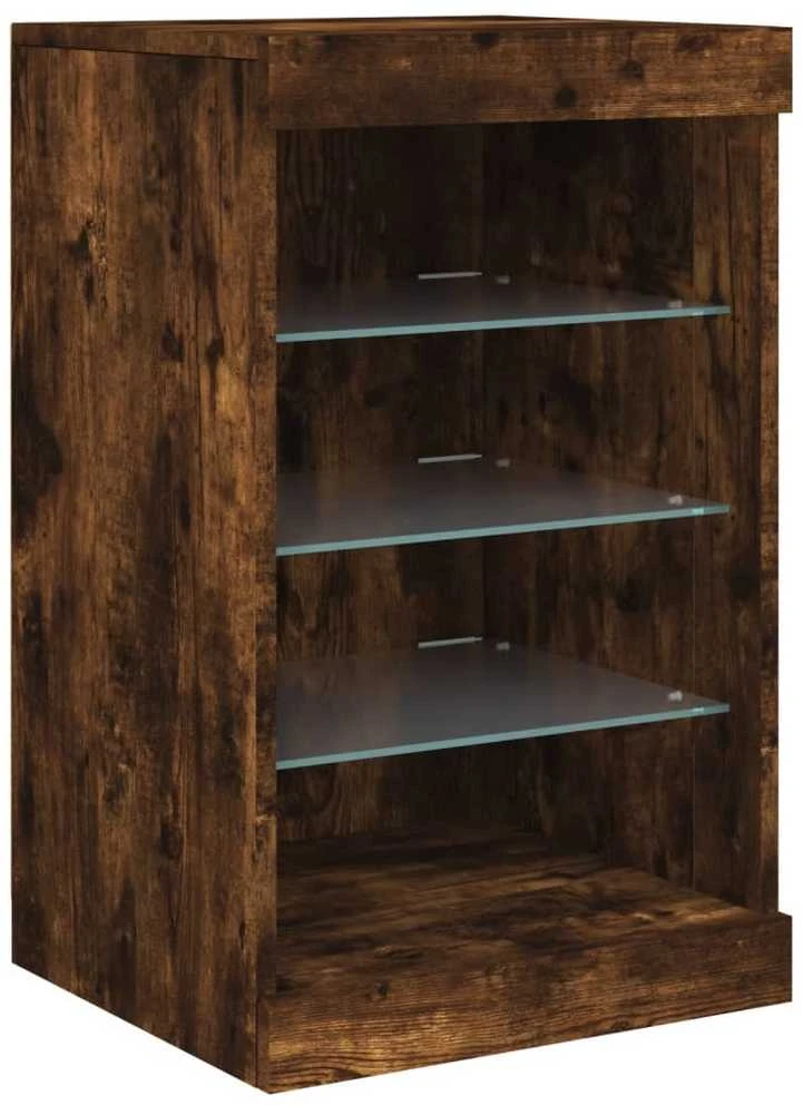 Šoninė spintelė su LED lemputėmis, dūminio ąžuolo, 162x37x67cm