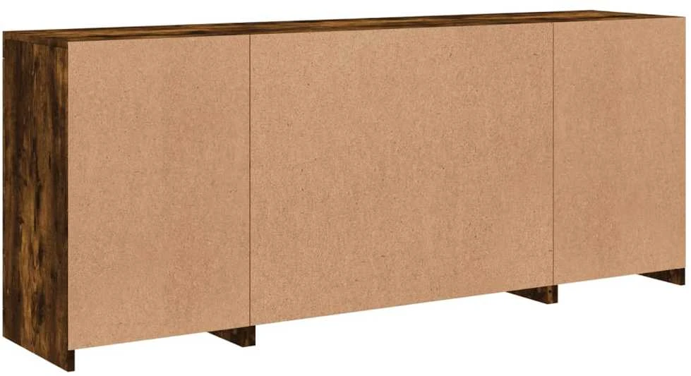 Šoninė spintelė su LED lemputėmis, dūminio ąžuolo, 163x37x67cm