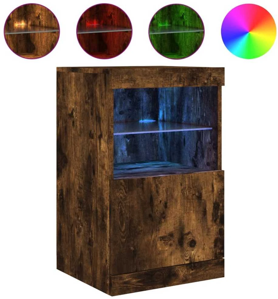 Šoninė spintelė su LED lemputėmis, dūminio ąžuolo, 41x37x67cm