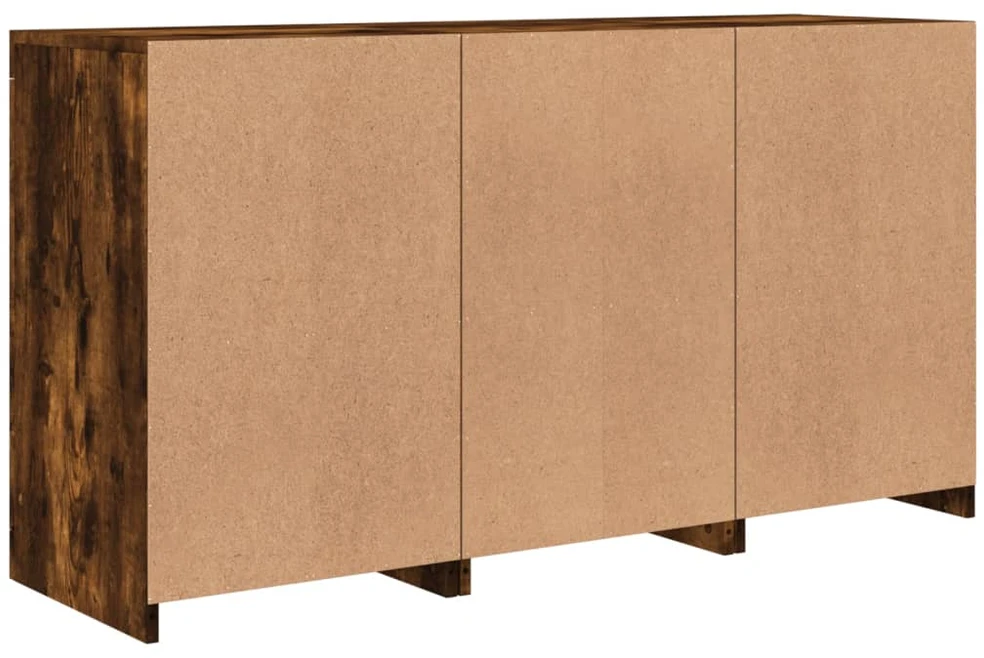 Šoninė spintelė su LED lemputėmis, dūminio ąžuolo, 123x37x67cm