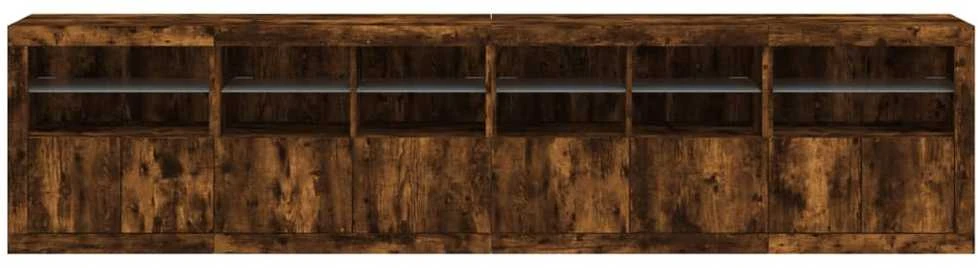 Šoninė spintelė su LED lemputėmis, dūminio ąžuolo, 283x37x67cm