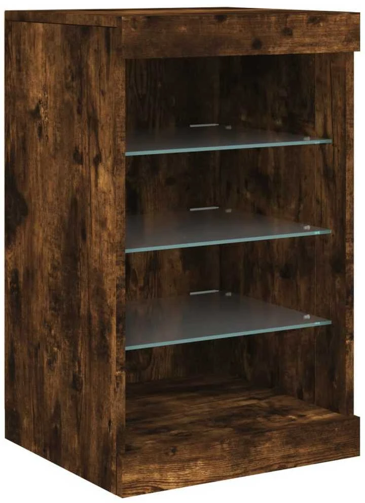 Šoninė spintelė su LED lemputėmis, dūminio ąžuolo, 162x37x67cm