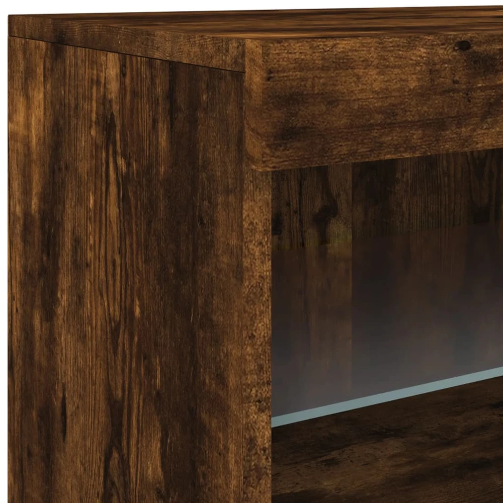 Šoninė spintelė su LED lemputėmis, dūminio ąžuolo, 162x37x67cm