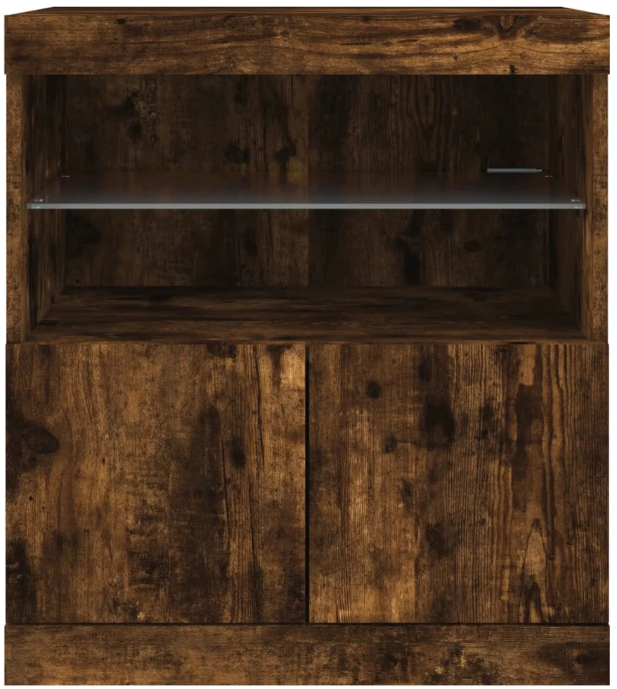 Šoninė spintelė su LED lemputėmis, dūminio ąžuolo, 60x37x67cm