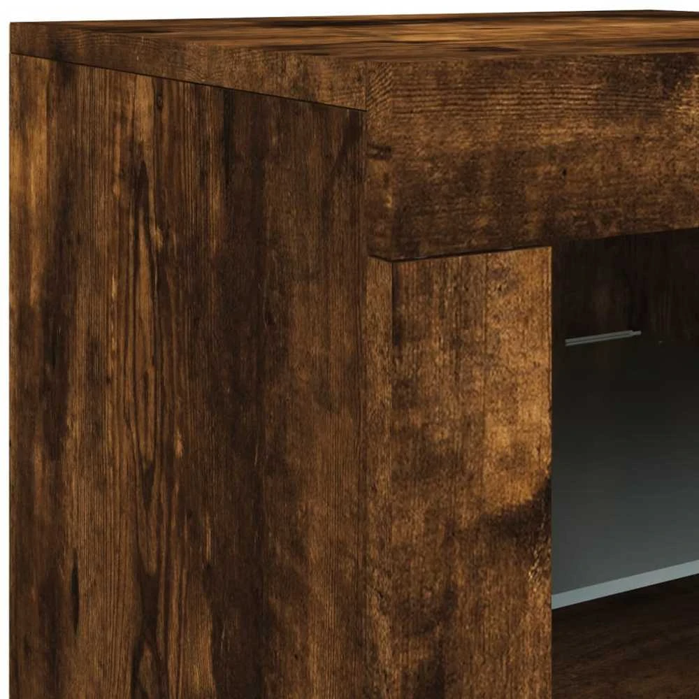 Šoninė spintelė su LED lemputėmis, dūminio ąžuolo, 283x37x67cm