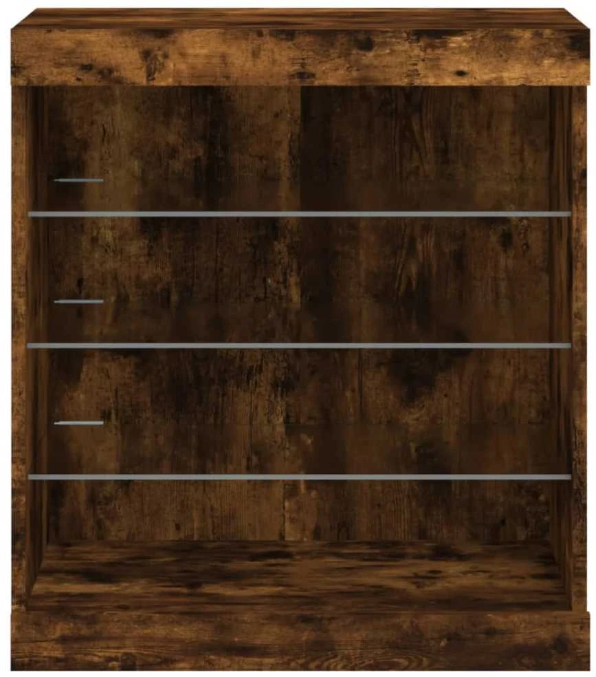 Šoninė spintelė su LED lemputėmis, dūminio ąžuolo, 60,5x37x67cm