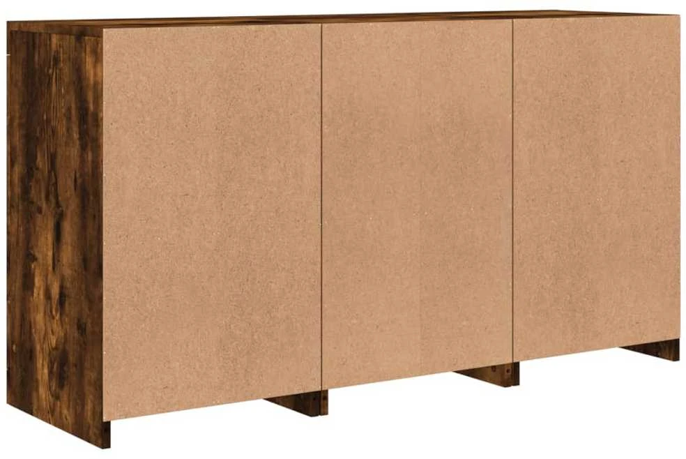 Šoninė spintelė su LED lemputėmis, dūminio ąžuolo, 123x37x67cm