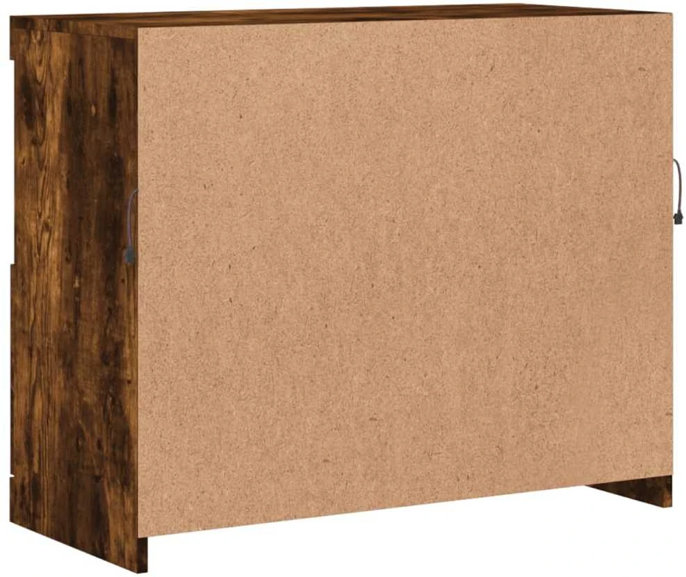 Šoninė spintelė su LED lemputėmis, dūminio ąžuolo, 81x37x67cm