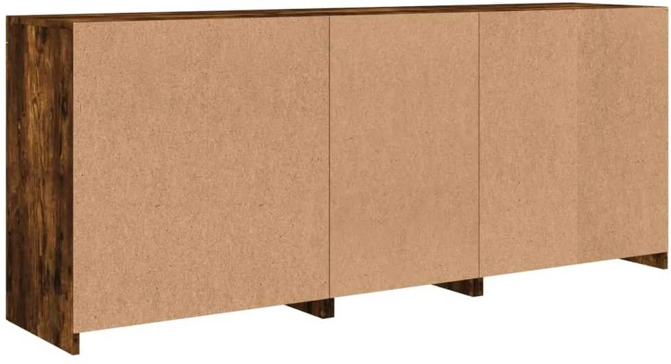 Šoninė spintelė su LED lemputėmis, dūminio ąžuolo, 162x37x67cm