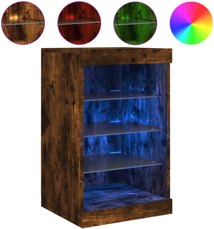Šoninė spintelė su LED lemputėmis, dūminio ąžuolo, 41x37x67cm