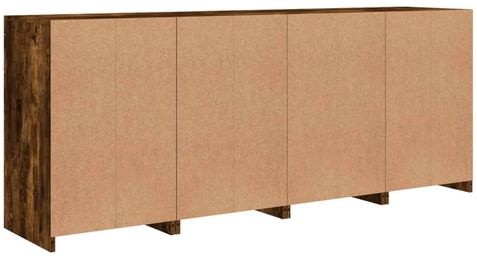 Šoninė spintelė su LED lemputėmis, dūminio ąžuolo, 164x37x67cm