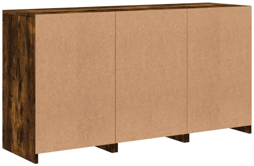 Šoninė spintelė su LED lemputėmis, dūminio ąžuolo, 123x37x67cm