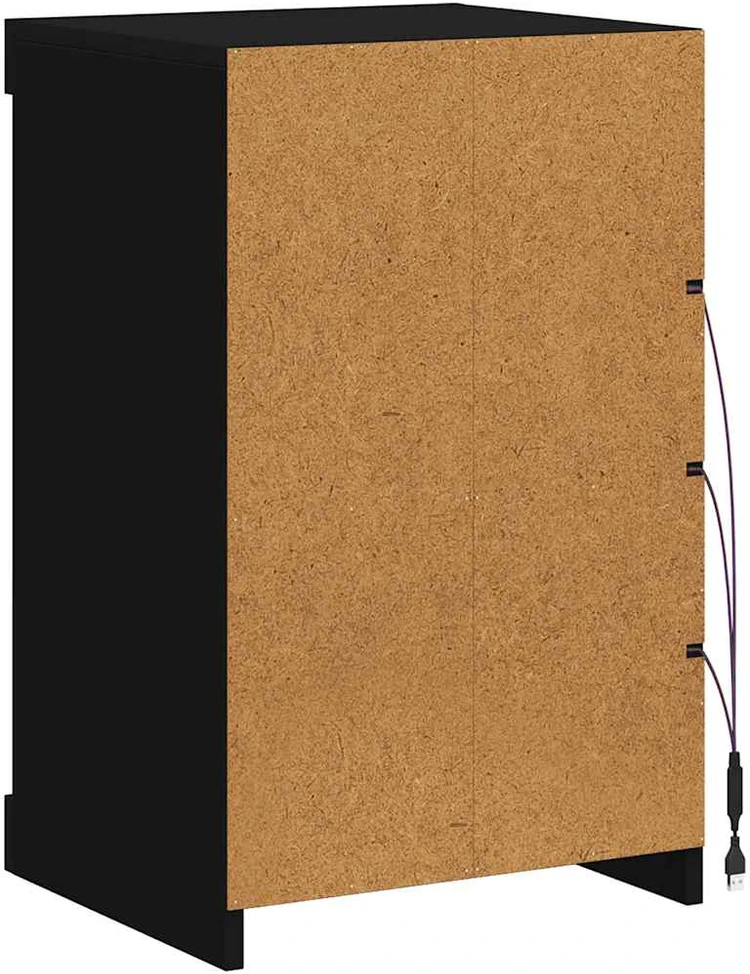 Šoninė spintelė su LED lemputėmis, juodos spalvos, 41x37x67cm