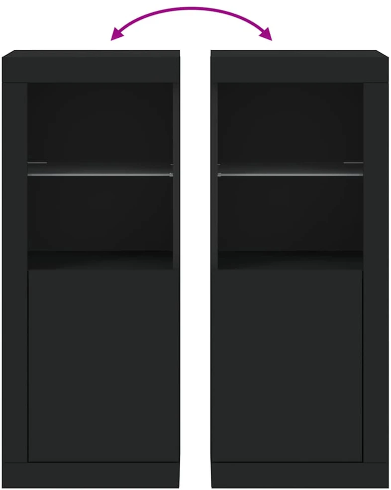 Šoninė spintelė su LED lemputėmis, juodos spalvos, 41x37x100cm