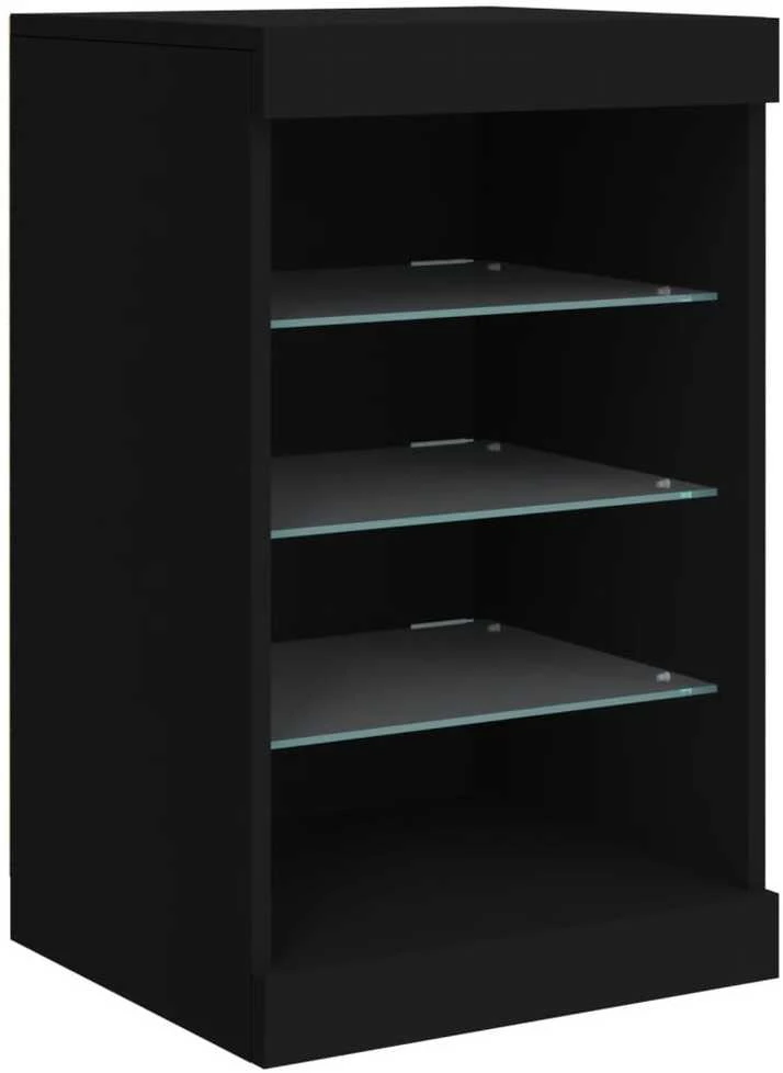 Šoninė spintelė su LED lemputėmis, juodos spalvos, 123x37x67cm