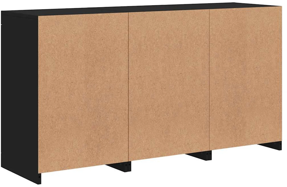 Šoninė spintelė su LED lemputėmis, juodos spalvos, 123x37x67cm