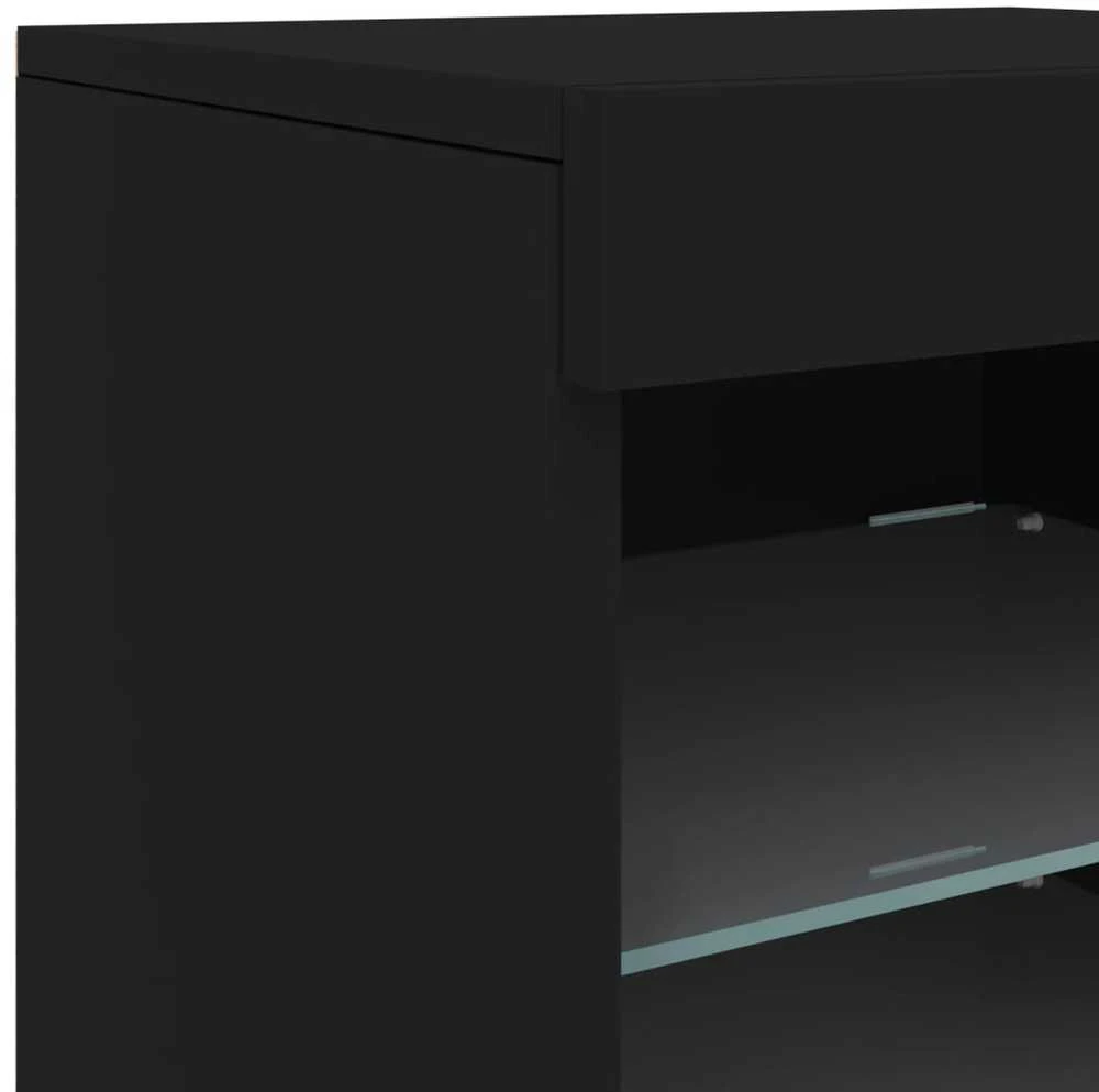 Šoninė spintelė su LED lemputėmis, juodos spalvos, 123x37x67cm