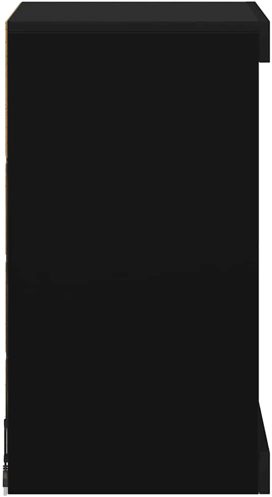 Šoninė spintelė su LED lemputėmis, juodos spalvos, 41x37x67cm
