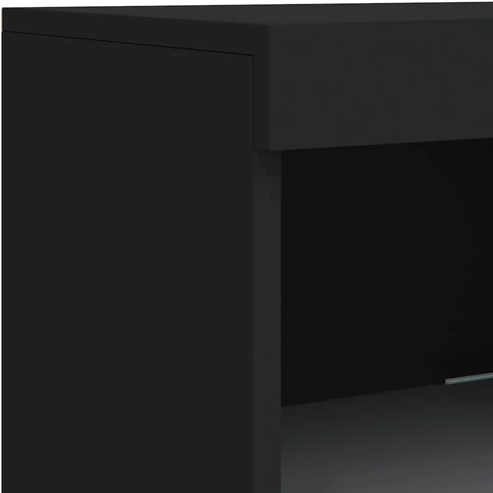 Šoninė spintelė su LED lemputėmis, juodos spalvos, 41x37x100cm
